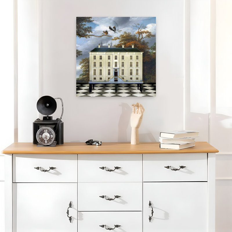 «The Dollhouse», art mural abstrait contemporain, H 18 po x l 18 po