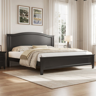 Full Size Platform Bed with Headboard,with Wooden Slat Support Legs