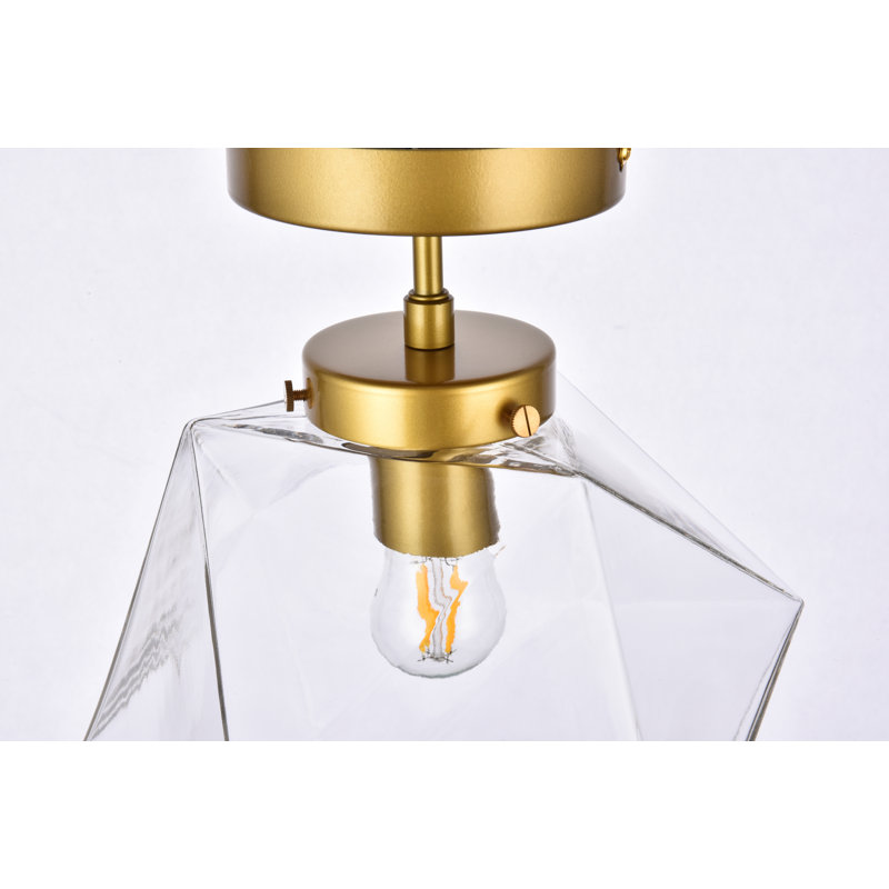 Hankerson Flush Mount, Brass, Clear