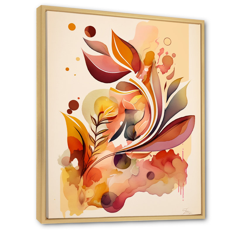 Aquarelle florissant de fleurs d'automne, Cadre naturel flottant, H 32 po x l 16 po x P 1 po