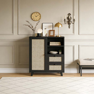 Buffet en rotin avec tablette réglable