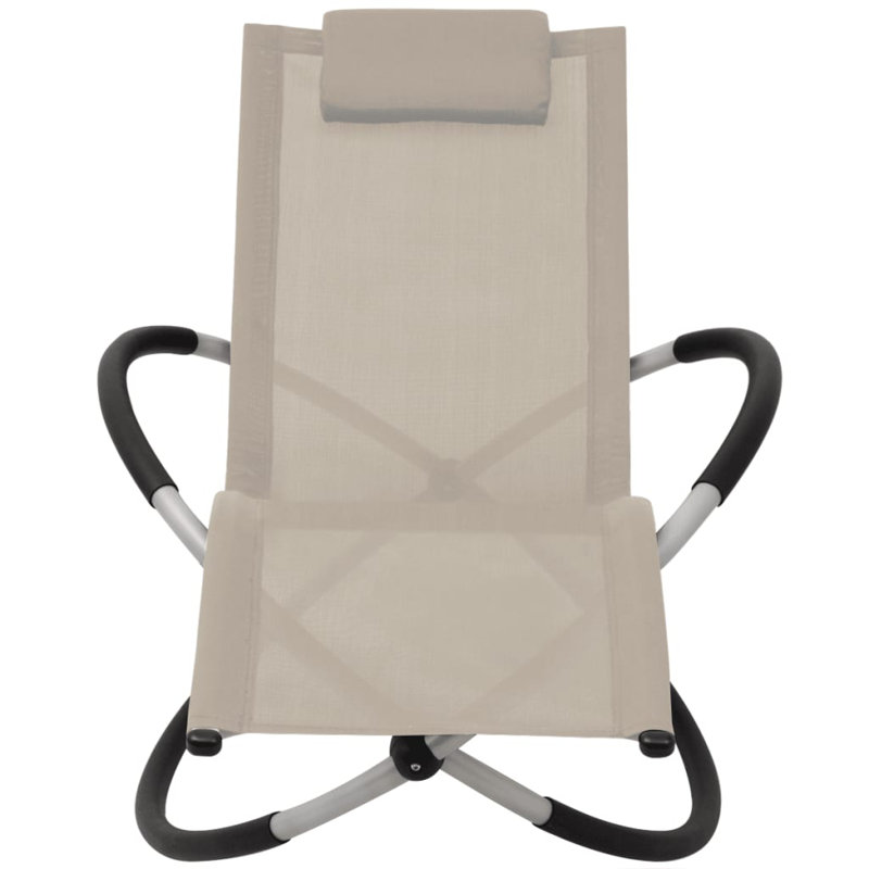 Sun Lounger Black Frame, Fabric Galvanized Steel, PVC-coated polyester, Khaki