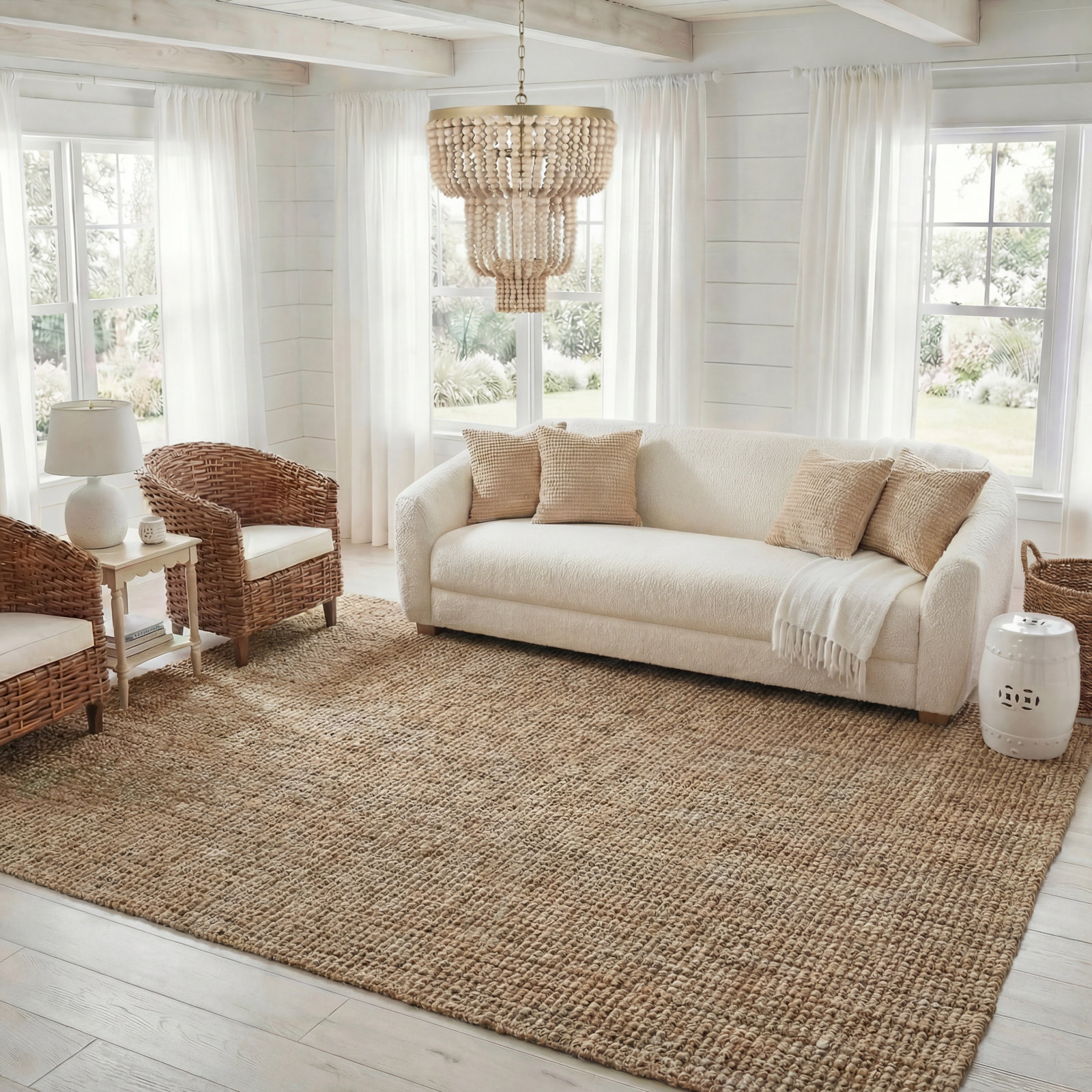 Alda Natural Gray Hand-Woven Jute Rug, Rectangle 8' x 10'