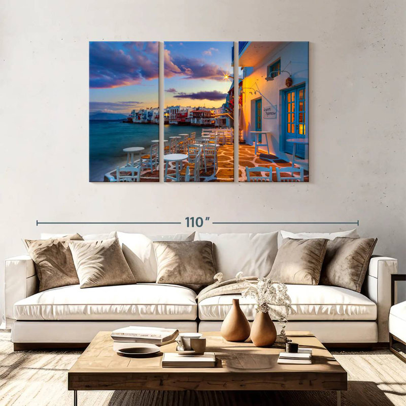 Le lever du soleil du camion aux couleurs de la petite Venise de Mykonos, H 48 po x l 74 po