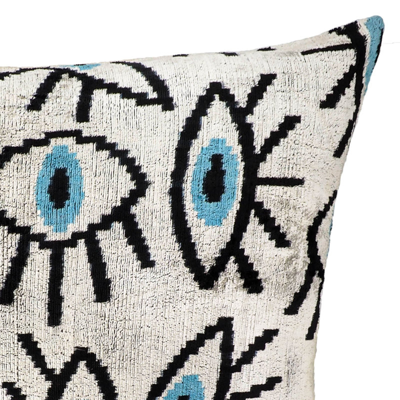  Housse de coussin en soie Ikat, Gris