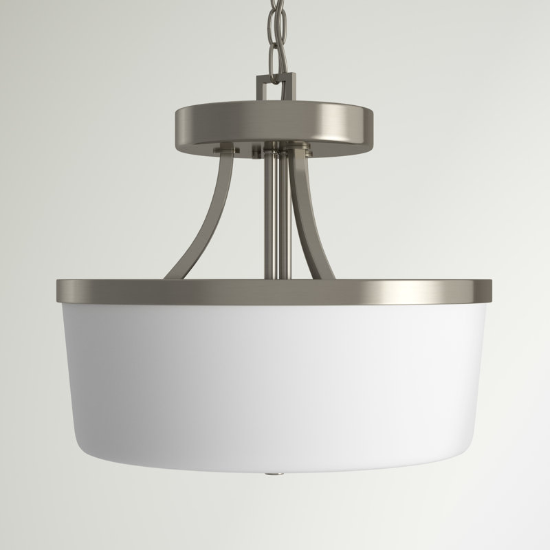 Luminaire suspendu convertible semi-encastré deux lumières Hettter de Génération Lighting , Nickel brossé