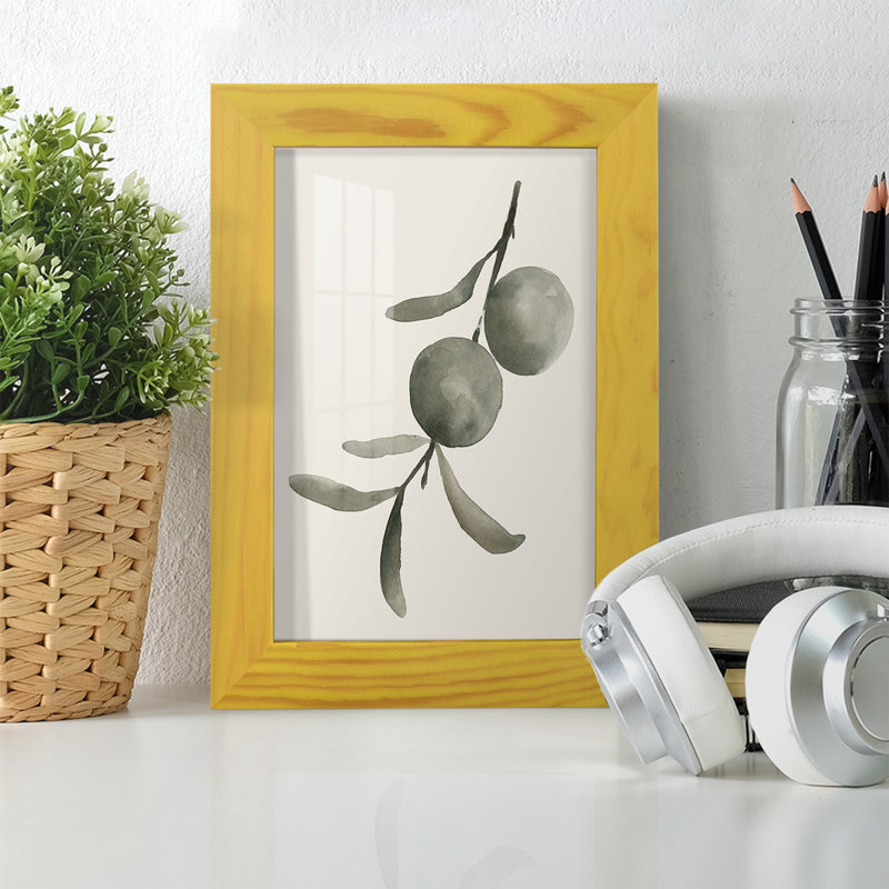 «Twilight Oranges IV», toile encadrée de qualité supérieure - prête à être accrochée, Papier encadré en jaune