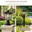 Lanterne solaire extérieure sur poteau, allumage automatique crépusculaire, en aluminium noir mat avec verre transparent (ampoule incluse)