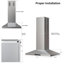 Hotte de cuisine pour îlot de cuisine 42 po 500 CFM VIKIO en acier inoxydable avec 4 lumières DEL, contrôle des mouvements et filtres à charbon