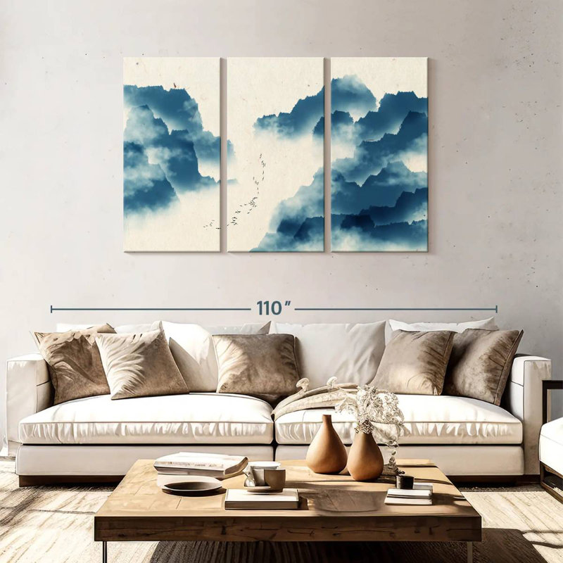 Paysage chinois abstrait Avery, H 48 po x l 74 po