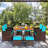 Negril 8 - Person Acacia Wicker Patio Dining Set with Square Table , Cushions Included-2047571664