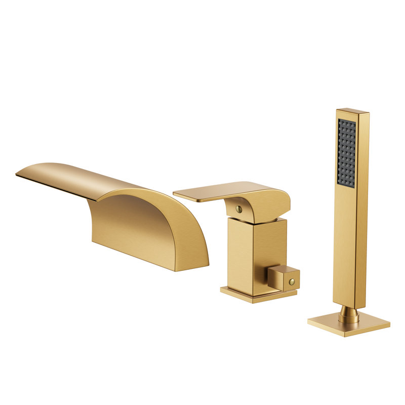Robinet de baignoire romaine à poignée simple avec inverseur Doux, Or brossé