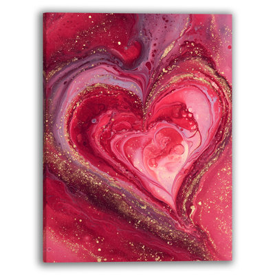 Golden Heart Flow Wrapped Canvas Wall Art