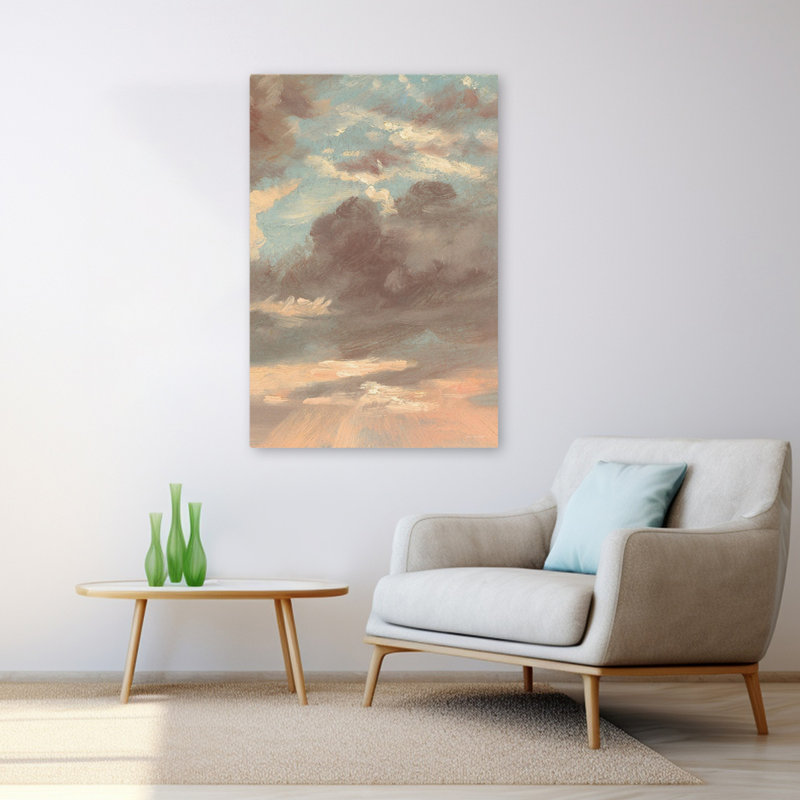 Étreinte du ciel coucher de soleil - art dramatique contemporain abstrait, H 48 po x l 32 po