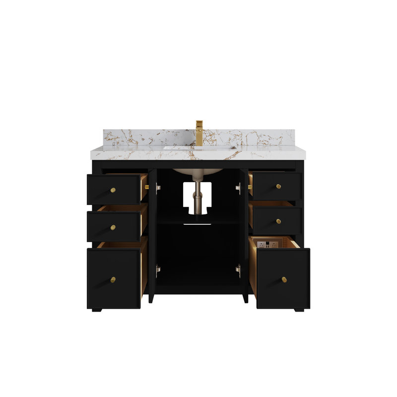 Ensemble de meuble-lavabo simple 48 po Chicago, Doré Viola