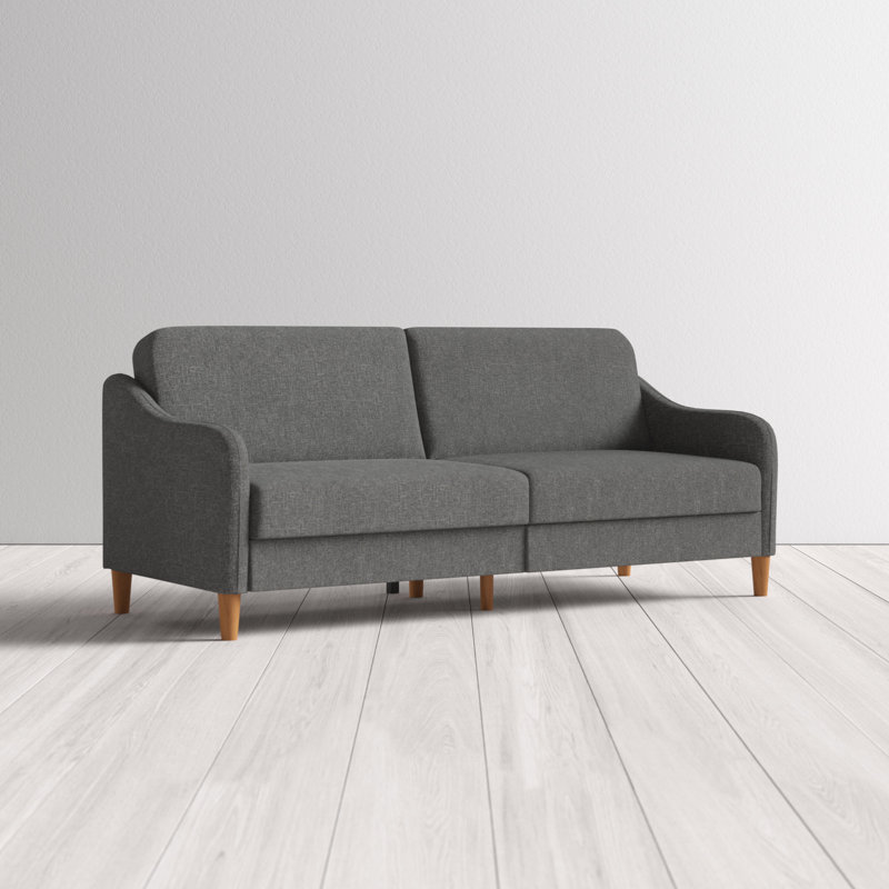 2 Seater Linen Blend Sleeper, Dark Gray