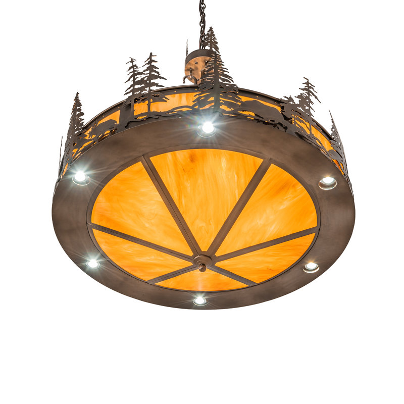 40" Wide Wildlife At Dusk Inverted Pendant