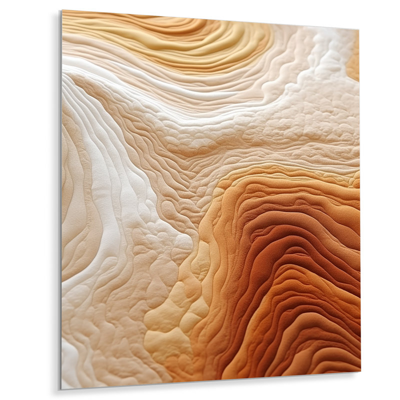 Orange et vents blancs sérénade - Collages abstraits, art mural en métal, H 20 po x l 12 po x P 1 po