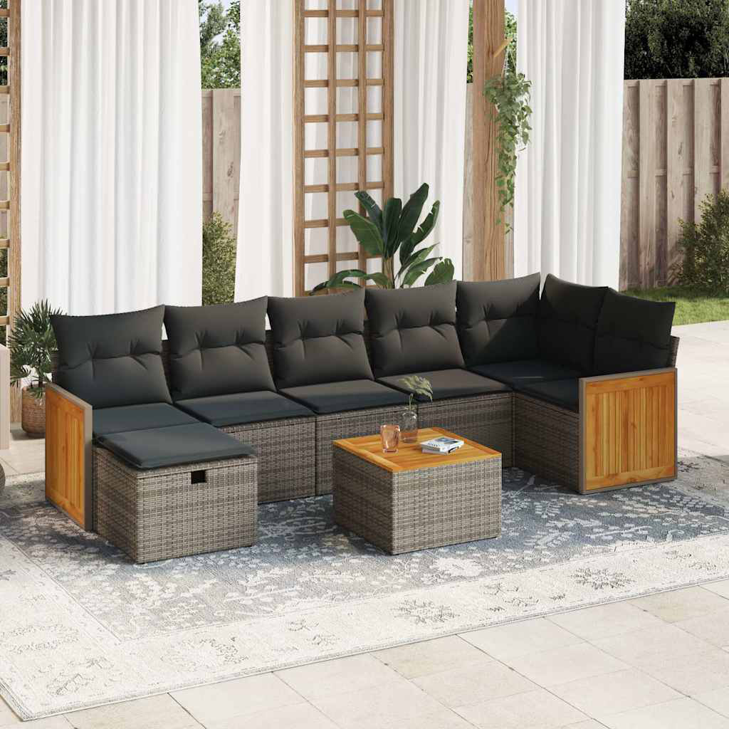 Vidaxl 8-Tlg. Garten-Sofagarnitur Mit Kissen Schwarz Poly Rattan