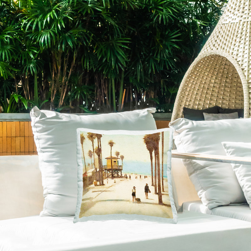 Coussin d'extérieur imprimé End Of Road Beach par Noah Bay