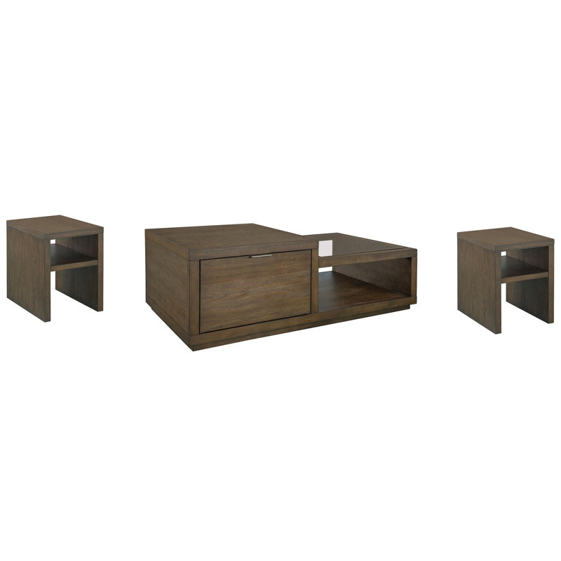 Table de bout rectangulaire avec 2 chaises Grita, 3 pièces: table basse, 2 tables de bout