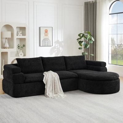 Elio 106" Contemporary Style L-Shaped Compression Sectional Sofa