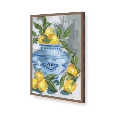 Indigo et citron I par Melissa Wang, reproduction d'art sur toile