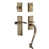 Nostalgic Warehouse New York Plate S Grip Handleset with Single Cylinder Deadbolt and Swan Lever