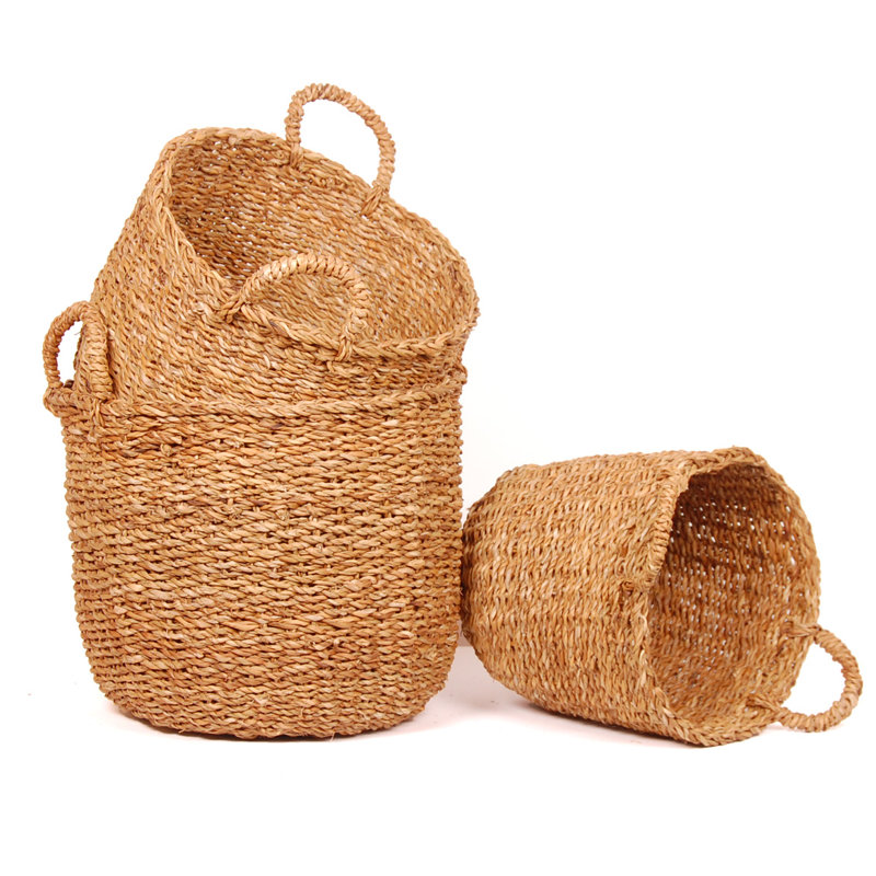 Ensemble de paniers ronds/en rotin 3 pièces