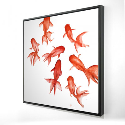 Toile avec des poissons rouges | Décoration aquatique animaux rouges