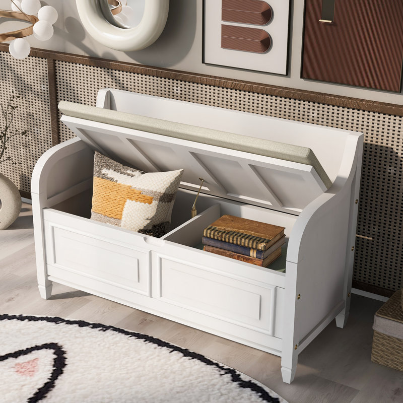 Marylea Upholstered Storage Bench, Off White