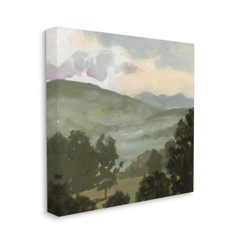 Paysage de campagne verte sur bois par Victoria Barnes, peinture, H 36 po x l 36 po x P 1,5 po