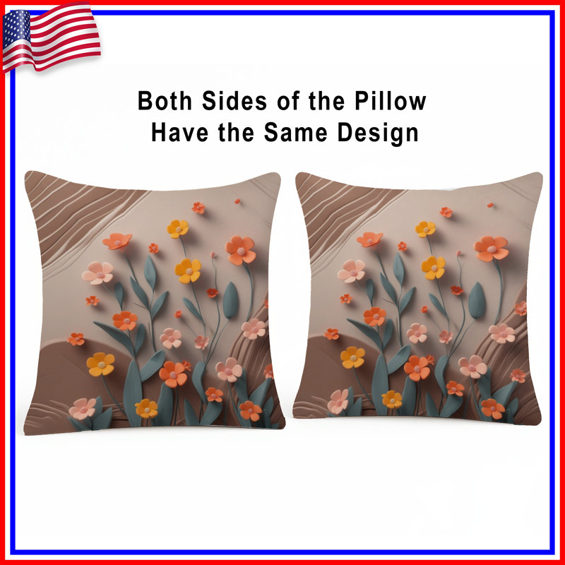 Paper Flower Art Double Sided Throw Pillows, 18 x 18 inches