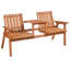 Banc de patio Outsunny, banc de jardin avec table du milieu et trou pour parasol, banc d'extérieur en bois pour patio, porche, bord de piscine, balcon, orange-192672937