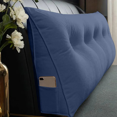 Ergonomic Triangle Reading Cushion With Fixed Color Buttons, Soft Fleece Pillow For Neck/back/lumbar Support With Storage Pocket, 150*50*20cm