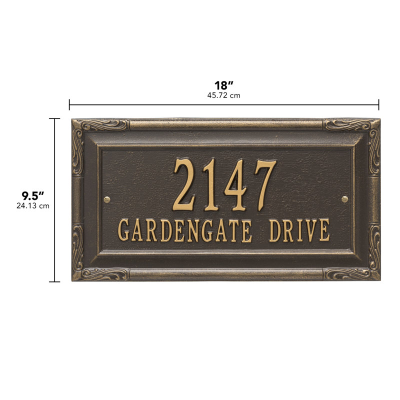Gardengate Personalized Grande 2-Line Wall Address Plaque, Bronze/Gold, Yes