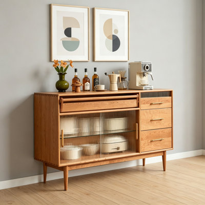 Multi-functional solid wood storage sideboard