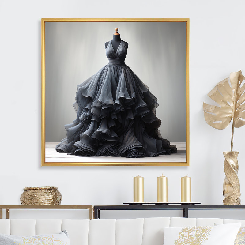Symphonie élégante haute couture - art mural tendance, Gold Picture Framed, 36" H x 36" W