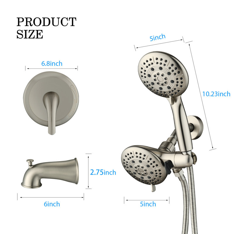 Robinet de baignoire et de douche avec valve brute, Nickel brossé