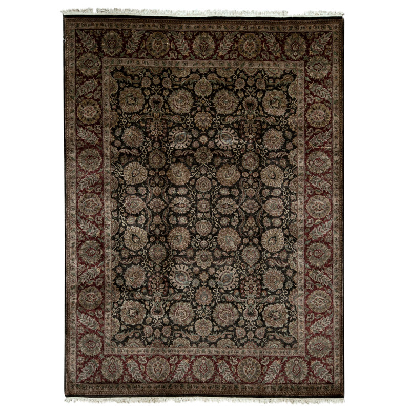 Hand Knotted Area Rug in Black And Red
