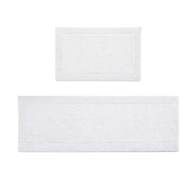 100% Cotton Tufted 3000 GSM Reversible Bath Rug White 24X72", Single - 2' x 6', White