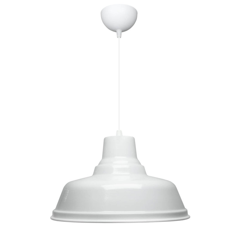 Lustre élégant en métal blanc, 12,2 po de diamètre, 47,2 po de hauteur | 1 x culot E27 de 40 W maximum | Design moderne pour le salon, la salle à manger et le vestibule | Luminaire élégant pour la décoration intérieure