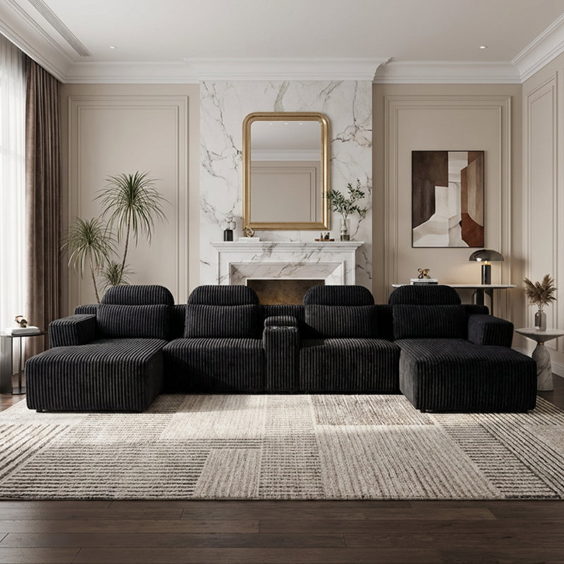 Compression Sofas with Storage, Large Corduroy Modern Home Theater