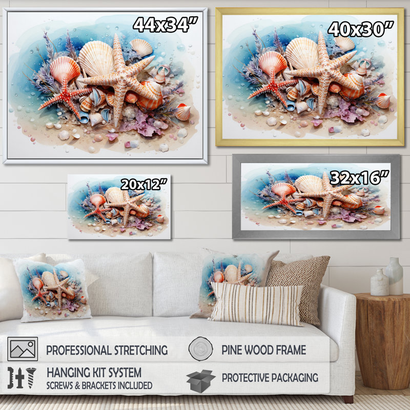 " Treasures Of The Sea ", Black Single Picture Framed, 24" H x 32" W x 1" D