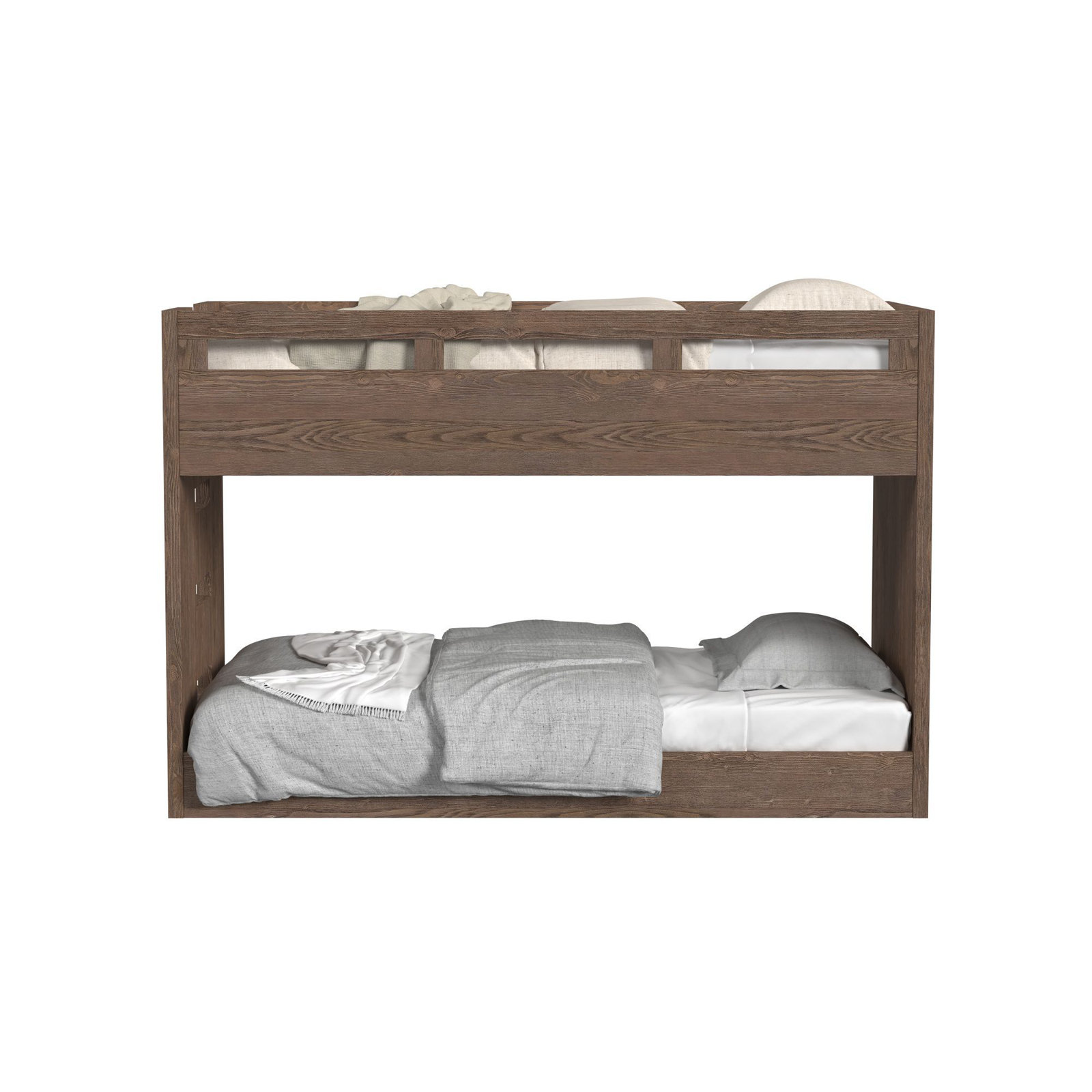Jemma Solid Wood Bunk Bed, Twin over Twin, Harvest Brown