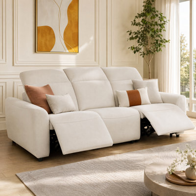 Canapé inclinable électrique de 95 po de large à 3 places avec zéro gravité, conception Zero Wall Hugger, appuis-tête réglables, ports USB, moteur silencieux et tissu résistant aux animaux de compagnie