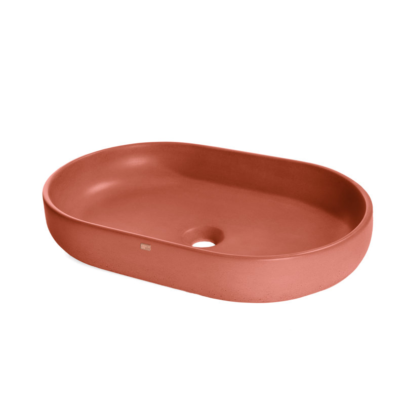 Fladd Oval Concrete Vessel Sink, Terracota Red