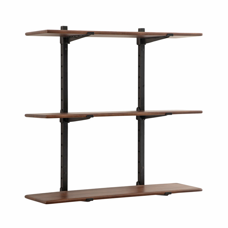 Atwood Mango Wood Three-Tier Adjustable Wall Shelf