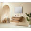 Meuble-lavabo simple mural en noyer naturel avec lavabo en céramique-190401603