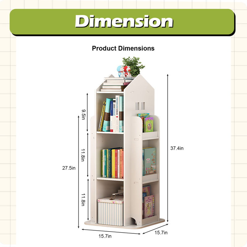 Bibliothèque rotative à 4 niveaux, Blanc